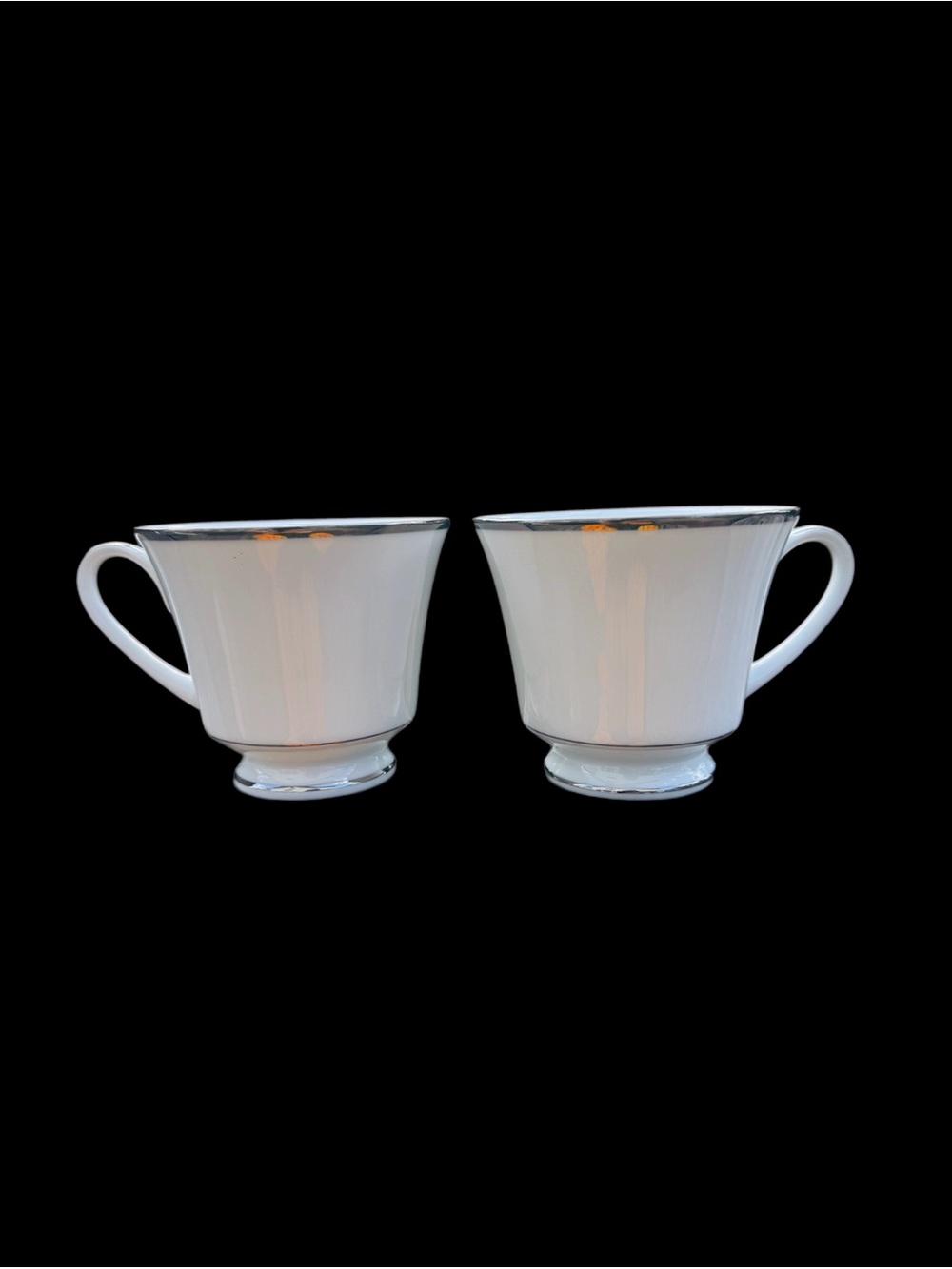 Vintage Noritake Spectrum Set Of 2 Teacups, 8 oz. Silver Trim